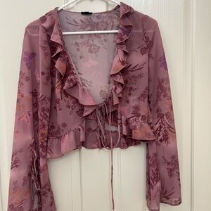 NBD Floral Ruffle Blouse - Mauve